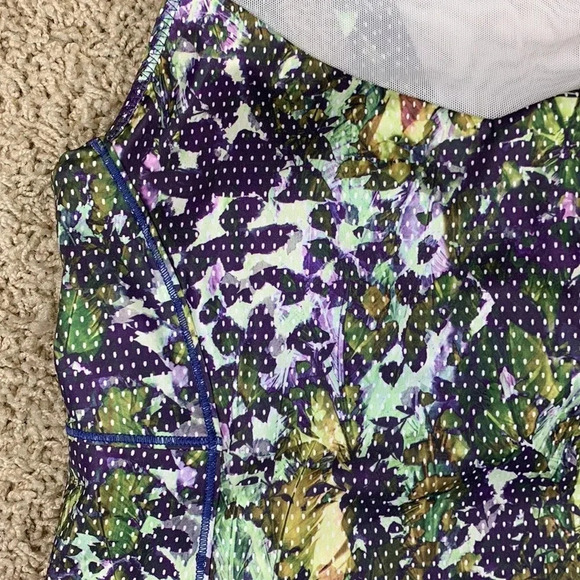 Lululemon purple and green floral running in the city tank sz 8 - Picture 7 of 11